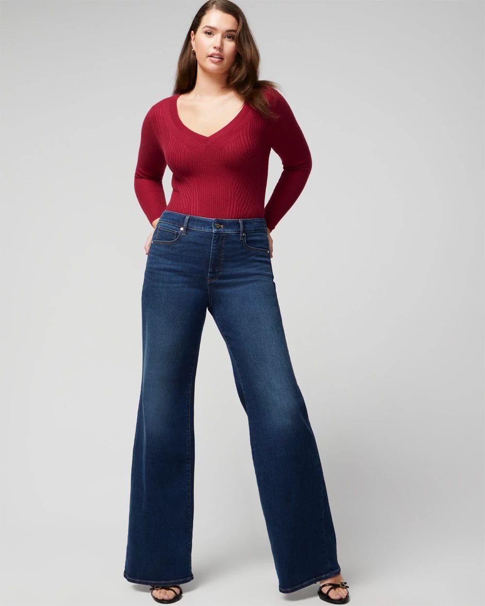 Petite high waisted wide leg jeans 2025